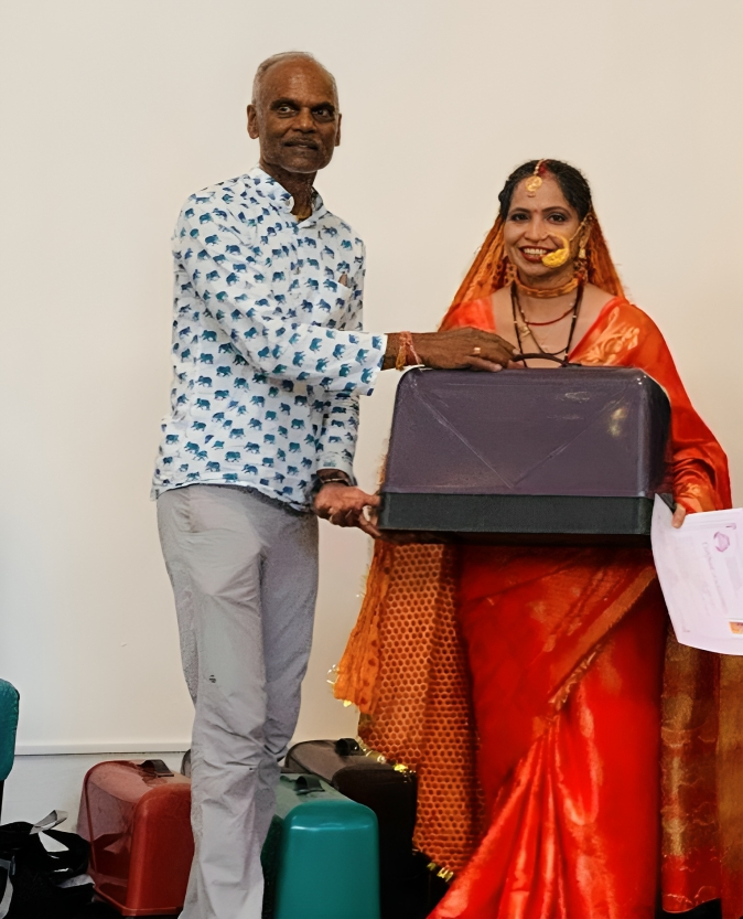 handing out sewing machine